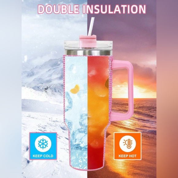 White Bling Rhinestone Glam Diamond Tumbler Stainless Steel 40oz Cup - Picture 2 of 3